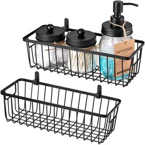 img 4 attached to 🧺 SheeChung Small Metal Wire Bathroom Storage Organizer Baskets - 2 Pack (Black)