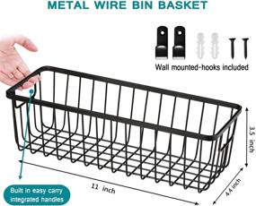 img 3 attached to 🧺 SheeChung Small Metal Wire Bathroom Storage Organizer Baskets - 2 Pack (Black)