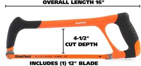 img 3 attached to 🔪 Great Neck 74007 12 Inch Professional Hacksaw for Efficient Cutting, Bi-Material Blade with Optimal TPI, High Tension Hand Tool for Precise Cuts, Adjustable-Angle Design for 90-Degree Straight and 45-Degree Flush Cuts