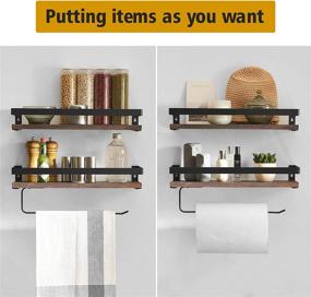 img 2 attached to 🛁 BESy Floating Shelves: Wall Mounted Storage with Towel Rack and Paper Holder, Set of 2 in Matte Black Metal Frame – Perfect for Kitchen and Bathroom Organization
