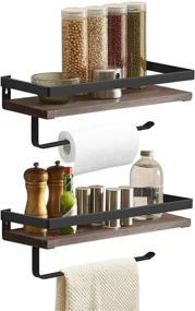 img 4 attached to 🛁 BESy Floating Shelves: Wall Mounted Storage with Towel Rack and Paper Holder, Set of 2 in Matte Black Metal Frame – Perfect for Kitchen and Bathroom Organization