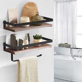 img 3 attached to 🛁 BESy Floating Shelves: Wall Mounted Storage with Towel Rack and Paper Holder, Set of 2 in Matte Black Metal Frame – Perfect for Kitchen and Bathroom Organization