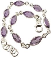 💜 faceted amethyst sterling silver bracelet - february birthstone - size 7.9 inches logo