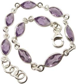 img 1 attached to 💜 Faceted Amethyst Sterling Silver Bracelet - February Birthstone - Size 7.9 inches