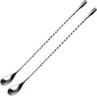 🍸 professional cocktail bar mixing spoon set - stainless steel (12 inches) japanese style teardrop end design - pack of 2 logo