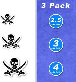 img 3 attached to 🏴 Pirate Sticker Skull and Bones Stickers - 3 Pack - Variety Sized Laptop Stickers for Laptop, Phone, Water Bottle - S214407