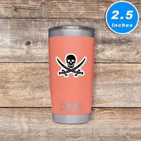 img 2 attached to 🏴 Pirate Sticker Skull and Bones Stickers - 3 Pack - Variety Sized Laptop Stickers for Laptop, Phone, Water Bottle - S214407