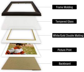 img 1 attached to 🖼️ Golden State Art Classic Black Picture Frame with White/Gold Double Mat - Elegant Design for 6x8 Photos - Tabletop Stand and Wall Display - Real Glass - Black Frame with Gold Trim and Maroon Accents