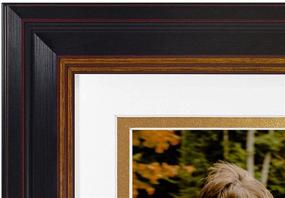 img 2 attached to 🖼️ Golden State Art Classic Black Picture Frame with White/Gold Double Mat - Elegant Design for 6x8 Photos - Tabletop Stand and Wall Display - Real Glass - Black Frame with Gold Trim and Maroon Accents