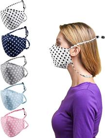 img 4 attached to 🎭 OverTour Tie Cotton Face Mask for Women and Men - Breathable & Washable Cloth Fabric Mask, Adjustable Earloops, Stylish Lanyard, Nose and Mouth Cover - Blue and Red Designs