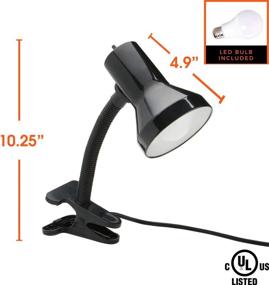 img 3 attached to 💡 Black Finish Xtricity Desk Lamp - Adjustable Gooseneck, Clamp Base, 7W A19 LED Bulb Included, 120V, On/Off Switch - 10.25 Inch Height (26cm)