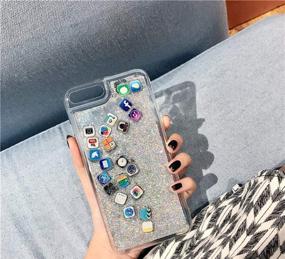 img 2 attached to UnnFiko Liquid Glitter Case for iPhone 11 - Colorful Quicksand with Apple APP Icons - Sand Glitter