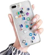 unnfiko liquid glitter case for iphone 11 - colorful quicksand with apple app icons - sand glitter logo