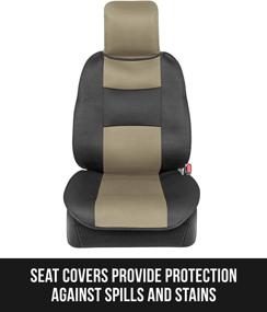 img 1 attached to BDK EasyFit Universal Car Seat Covers for Front Seats, Beige – Front Seat Cover Set 🚗 with Integrated Headrest Cover, Easy Slip-On Installation and Two-Tone Accent, Universal Fit for Car Truck Van SUV