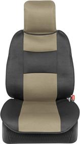 img 2 attached to BDK EasyFit Universal Car Seat Covers for Front Seats, Beige – Front Seat Cover Set 🚗 with Integrated Headrest Cover, Easy Slip-On Installation and Two-Tone Accent, Universal Fit for Car Truck Van SUV