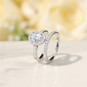 img 3 attached to 💍 Elegant EAMTI 1.5CT Sterling Silver CZ Bridal Ring Sets - Stunning Oval Cut CZ Engagement Rings with Wedding Band for Women (Size 4-10)