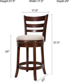 img 3 attached to Ball & Cast Swivel Counter Height Barstool: 🪑 24 Inch Seat, Cappuccino Finish - Set of 1