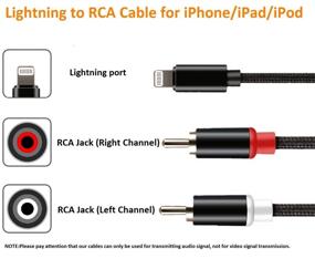 img 3 attached to 🔌 Кабель Lightning к RCA Apple MFi Certified для iPhone IPA-d: 2-х мужских разъема Aux аудио кабель - Совместим с iPhone 12 Pro/11/11 Pro/XS/X/8/7/6 Адаптер для автомобиля, усилителей, домашнего кинотеатра, колонок