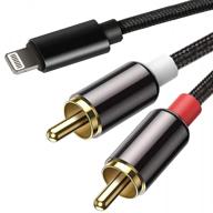 🔌 apple mfi certified lightning to rca cable for iphone ipa-d: 2-male y splitter aux audio cord - compatible with iphone 12 pro/11/11 pro/xs/x/8/7/6 adapter for car, amplifiers, home theater, speaker logo