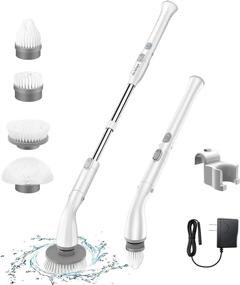 img 4 attached to 🧽 LABIGO Electric Spin Scrubber LA1 Pro: Cordless Power Cleaning Brush for Bathroom Floor Tile with 4 Replaceable Brush Heads and Adjustable Extension Handle