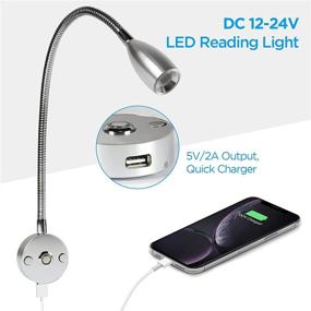 img 1 attached to ✨ ropelux DC 12V Reading Light - Dimmable RV Lights with USB Charging Port & Full Aluminum Construction - Ideal for Camper, Truck, Trailer, Van, Boat (Silver)