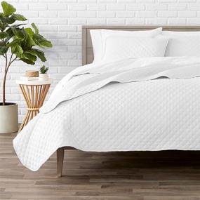 img 4 attached to 🛏️ Bare Home Premium 2 Piece Twin/Twin XL Coverlet Set - Diamond Stitched Lightweight Bedspread - Ultra-Soft All Season Bedding (White)