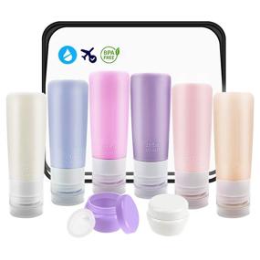 img 4 attached to 🧳 TSA Approved Silicone Travel Bottles, TCJJ 3oz Leakproof Squeeze Travel Tube Cream Jars with Bag, Toiletry Bottle Set for Cosmetic Shampoo Conditioner Lotion Liquids - BPA Free (9 Pcs)