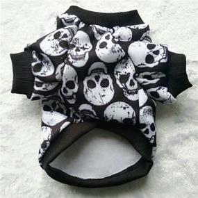 img 2 attached to 🐾 LXLP Dog Clothes: Halloween Pet Costumes for Small Dogs & Cats - Skull Head Vest T-Shirt Apparel, 10 Sizes Available