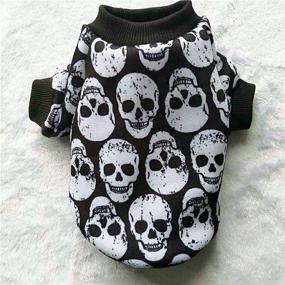 img 3 attached to 🐾 LXLP Dog Clothes: Halloween Pet Costumes for Small Dogs & Cats - Skull Head Vest T-Shirt Apparel, 10 Sizes Available