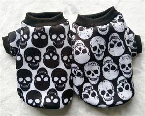 img 1 attached to 🐾 LXLP Dog Clothes: Halloween Pet Costumes for Small Dogs & Cats - Skull Head Vest T-Shirt Apparel, 10 Sizes Available