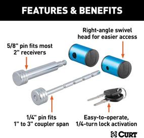 img 2 attached to 🔒 Блокировка прицепа CURT 23505 с прямым углом: Защитите свой приемник 2 дюйма со штифтом 5/8 дюйма и растяжкой 1/4 х 3 дюйма