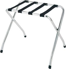 img 4 attached to 🧳 Convenient 2-Pack Folding Chrome Stainless Steel Luggage Rack Set - Amenities Depot