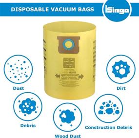 img 2 attached to iSingo 10 Pack Shop Vac Bags 9067200, 90672 Type I + Type F Replacement for 10-14 Gallon Shop Vacuums, Part # 90662 & 90672.