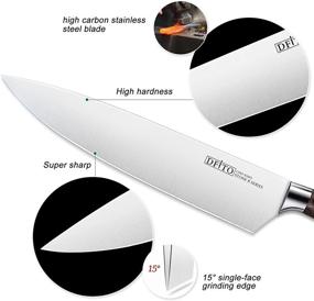 img 2 attached to 🔪 Набор ножей Dfito из 15 предметов с подставкой - премиум-ножи для шеф-поваров из немецкой высокоуглеродистой нержавеющей стали - полный профессиональный набор кухонных ножей с ножницами для кухни, точилкой и исключительной остротой