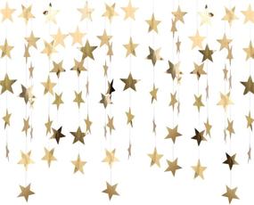 img 4 attached to Whaline Reflective Gold Sparkling Star Bunting Banner - 52 Feet Christmas Party Decorations, Wedding Birthday Holiday Décor