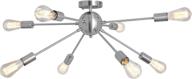 💡 sputnik chandeliers: vintage semi flush mount 8-light ceiling fixture for living room, bedroom, kitchen - nickel логотип