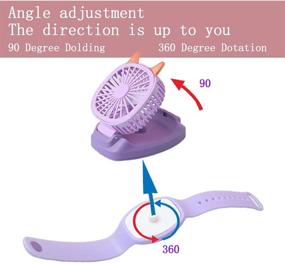 img 2 attached to Stay Cool Anywhere with the Handheld Folding Portable Wrist Fan: USB Charging, Ultra-Quiet & Adjustable Speed Electric Mini Watch Fan