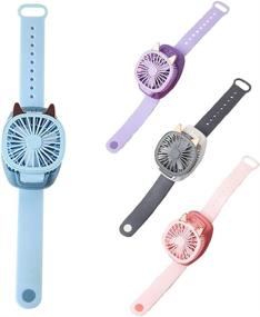 img 4 attached to Stay Cool Anywhere with the Handheld Folding Portable Wrist Fan: USB Charging, Ultra-Quiet & Adjustable Speed Electric Mini Watch Fan