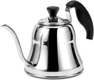 ☕ chefbar gooseneck pour over coffee kettle with flow control - stovetop tea pot for home & kitchen, small 0.9 qt, silver logo