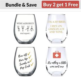 img 1 attached to 🍷 Whimsical Wine Glasses: Hilarious Stemless Glass for Women or Men, Unique & Cute Wine Glasses, Best Friends' Wine Glass with Fun Sayings, Novelty Gifts & Wine Accessory