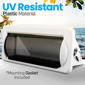 img 1 attached to 🔒 White Water Resistant Marine Stereo Cover - Heavy Duty Smoke Colored Boat Radio Protector Shield with Flip-up Door & Spring Loaded Release - Includes Mounting Gasket - Pyle PLMRCW2