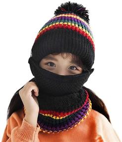 img 4 attached to ❄️ Stay Cozy and Stylish with our 3 in 1 Winter Knitted Beanie Hat Mouth Neck Warmer Set for Kids!