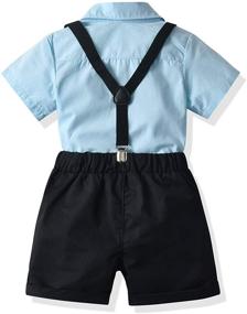 img 3 attached to Toddler White B Gentleman Outfit: Stylish Suspender Clothing Sets for Boys