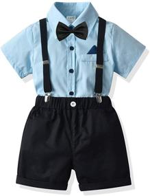 img 4 attached to Toddler White B Gentleman Outfit: Stylish Suspender Clothing Sets for Boys