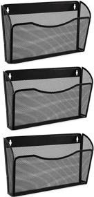 img 4 attached to 📂 Mesh Hanging File Organizer with 3 Pockets | Vertical Wall File Holder Rack by Easepres