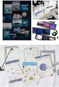 img 1 attached to 🌊 Express Your Creativity with Kawaii Scrapbooking Materials Sticker Washi Tape Set: Delightful Sea and Mountain Theme for DIY Decoration in Journals, Scrapbooks, Planners, and More (Blue)