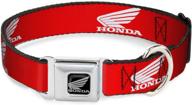 🏍️ adjustable honda motorcycle logo dog collar with seatbelt buckle – red and white – ideal for small, medium, and large dogs logo