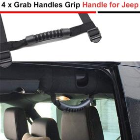 img 3 attached to 🚗 Roll Bar Grab Handles 4 Packs - Perfect Passenger Grips Handle for Jeep Wrangler YJ TJ JK JKU JL JLU Sports Sahara Freedom Rubicon X & Unlimited 1995-2020 - Black Roll Bar Grab Handle Set