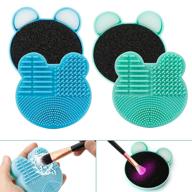 💙 tailaimei 2 pack makeup brush cleaning mat: color removal sponge & silicone cleaner pad for dry brush color switch and wet cleaning (blue&amp;green) logo