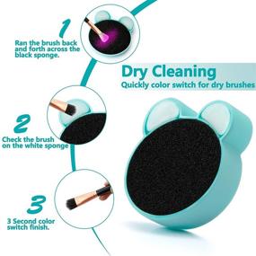 img 1 attached to 💙 TailaiMei 2 Pack Makeup Brush Cleaning Mat: Color Removal Sponge & Silicone Cleaner Pad for Dry Brush Color Switch and Wet Cleaning (Blue&amp;Green)